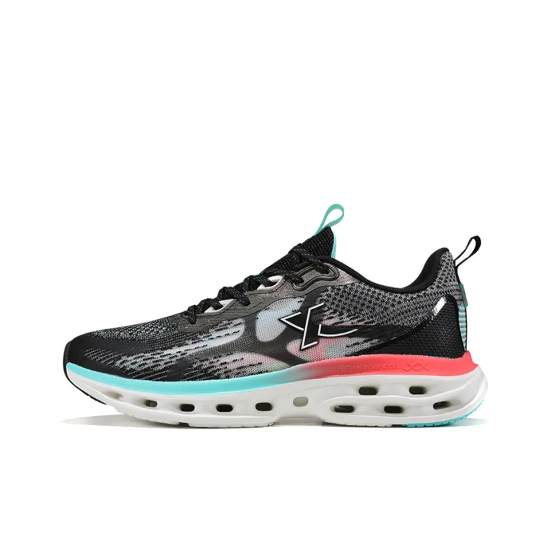 XTEP Breathable Lightweight Cushioning Slip Resistant Abrasion Resistant Low Top Casual Running Shoes Men's Black Green-0