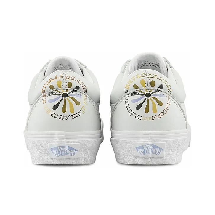 Vans Old Skool Low Top Casual Skate Shoes White Flower Printing Unisex-4