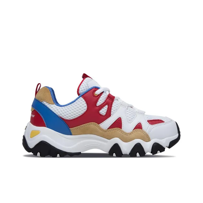 One Piece x Skechers D'LITES 3.0 Cushioning Anti-Slip And Wear-Resistant Low-Top Casual Shoes Unisex Red White-1