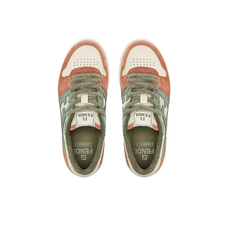 FENDI Match Low Top Stylish Skateboarding Shoes Men's White Orange Green-3