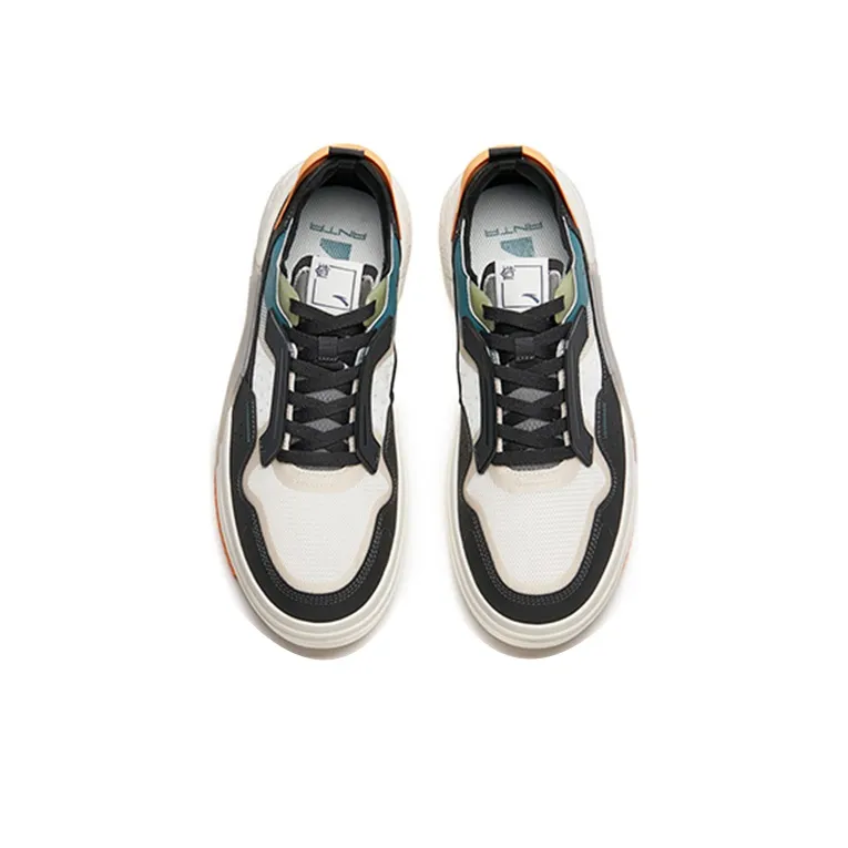 Anta Life Collection ADO PRO Slip-Resistant Cushioning Wear-Resistant Low-Top Skateboard Shoes White Gray-3