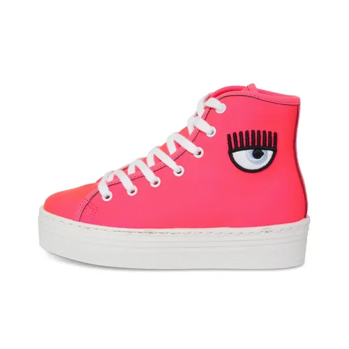 CHIARA FERRAGNI Skateboard Shoes Women's High-Top Neon Pink