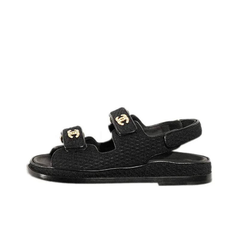 CHANEL Dad Sandal Black Knit Women's-0
