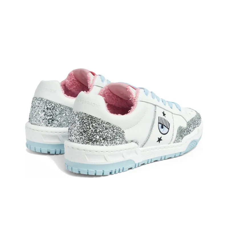 CHIARA FERRAGNI CF 1 Stylish Skateboarding Shoes Women's White Silver-3