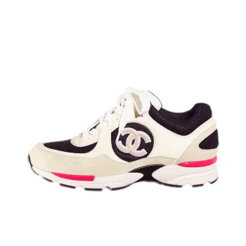 CHANEL Cc Logo Trainer Ivory Black Beige Women's