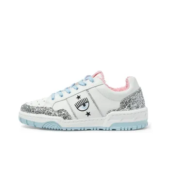 CHIARA FERRAGNI CF 1 Stylish Skateboarding Shoes Women's White Silver