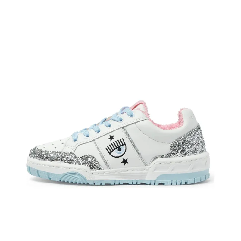 CHIARA FERRAGNI CF 1 Stylish Skateboarding Shoes Women's White Silver-0