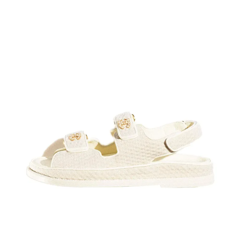 CHANEL Dad Sandal Ivory Knit Women's-0