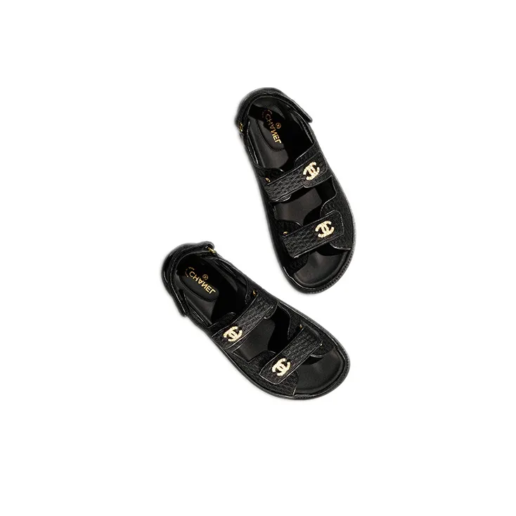 CHANEL Dad Sandal Black Knit Women's-2
