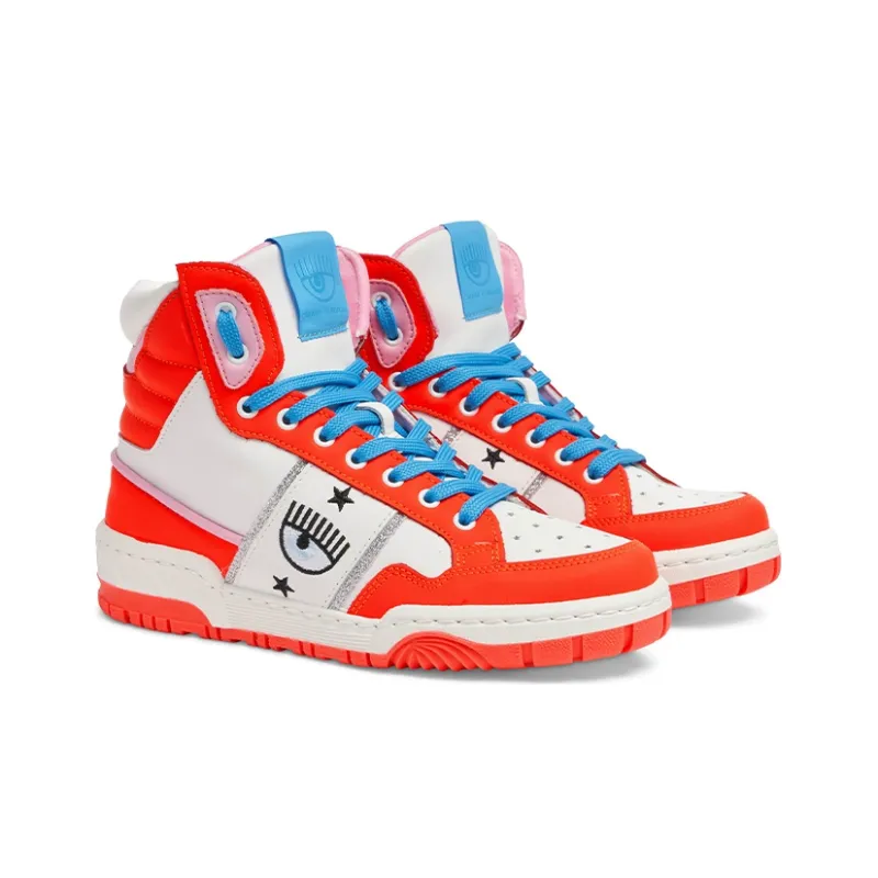 CHIARA FERRAGNI CF-1 High-Top Stylish Skateboarding Shoes Women's White Red-2