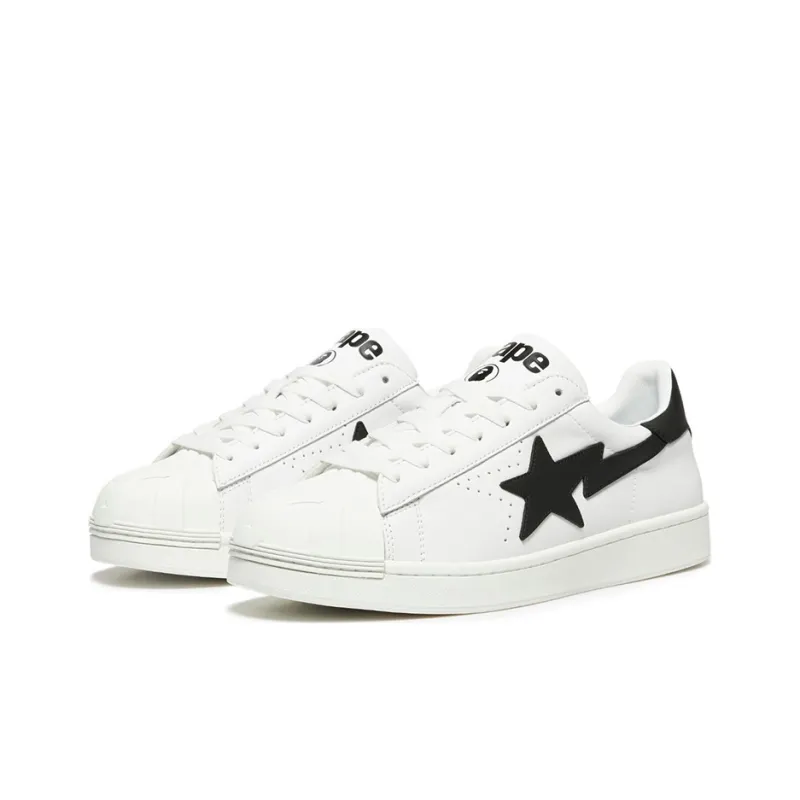 A BATHING APE SKULL STA Stylish Skateboarding Shoes Men's White Black-1