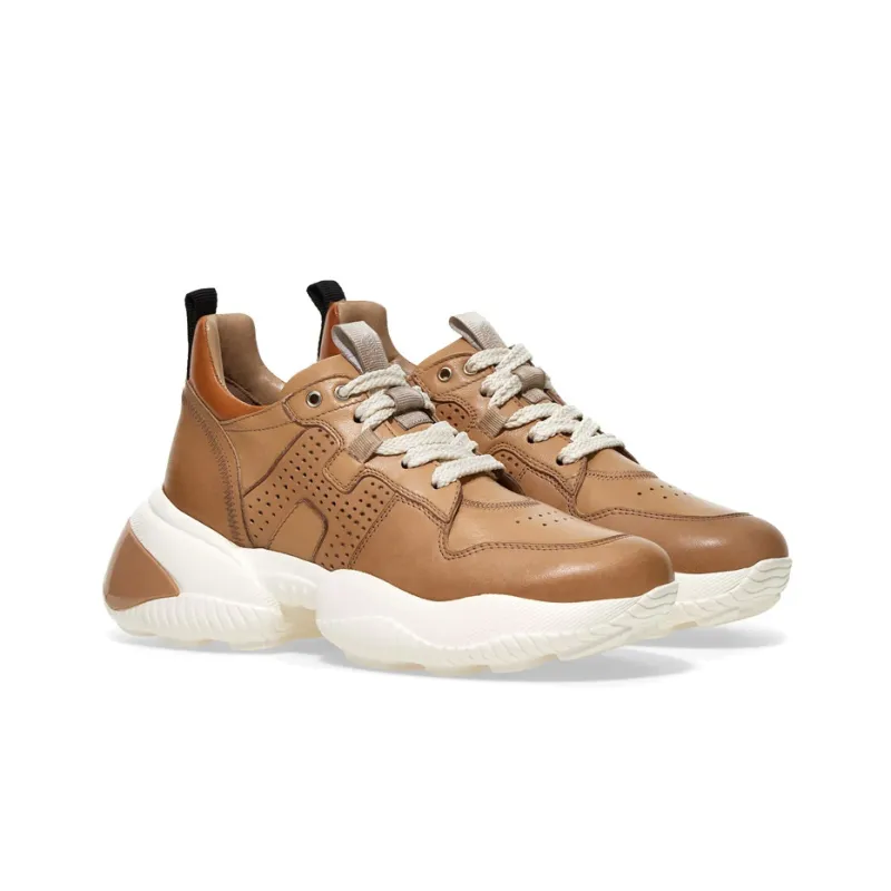 HOGAN Interaction Abrasion Resistant Low Top Casual Shoes Women's Brown-1