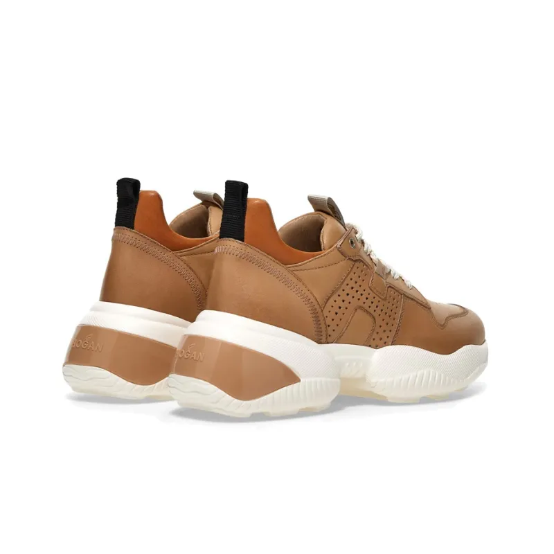 HOGAN Interaction Abrasion Resistant Low Top Casual Shoes Women's Brown-4