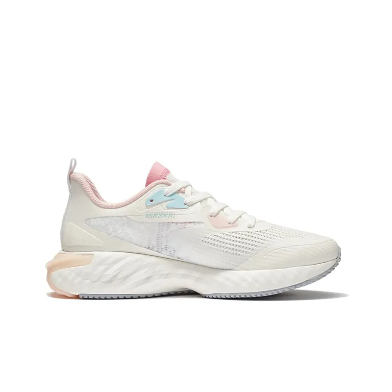 LiNing Cushioning Anti Slip And Wear Resistant Low Top Running Shoes Women's White Pink Blue-1