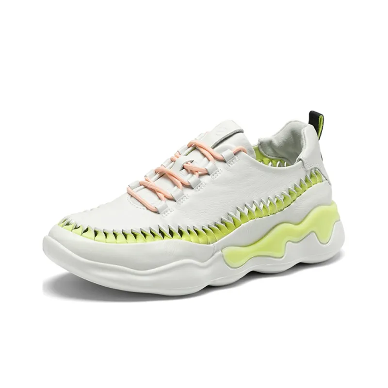 Ecco Jump Dance Cushioning Anti Slip And Wear Resistant Coverage Low Top Casual Shoes Women's Yellow White-1