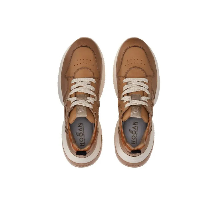 HOGAN Interaction Abrasion Resistant Low Top Casual Shoes Women's Brown-3