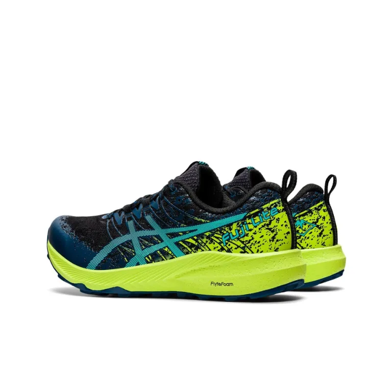 Asics Fuji Lite 2 Running Shoes Men Low-Top Dark Blue/Neon Green-3