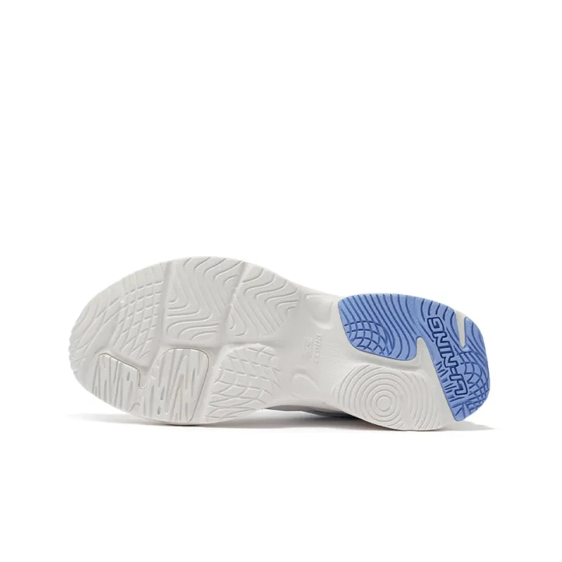 LiNing Cushioning Anti Slip And Wear Resistant Low Top Running Shoes Women's White Blue-4
