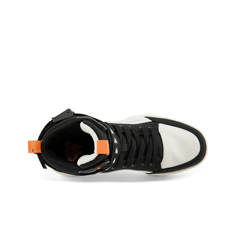 Kappa Coverage Anti-Slip And Wear-Resistant High-Top Skateboard Shoes Unisex Black White Orange-3
