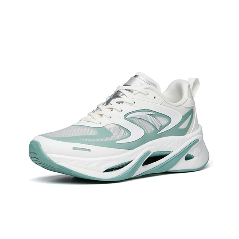 Anta Cushioned Slip Resistant Abrasion Resistant Low Top Running Shoes Men's White Green-1