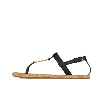SAINT LAURENT Cassandra Sandals Black Leather Women's