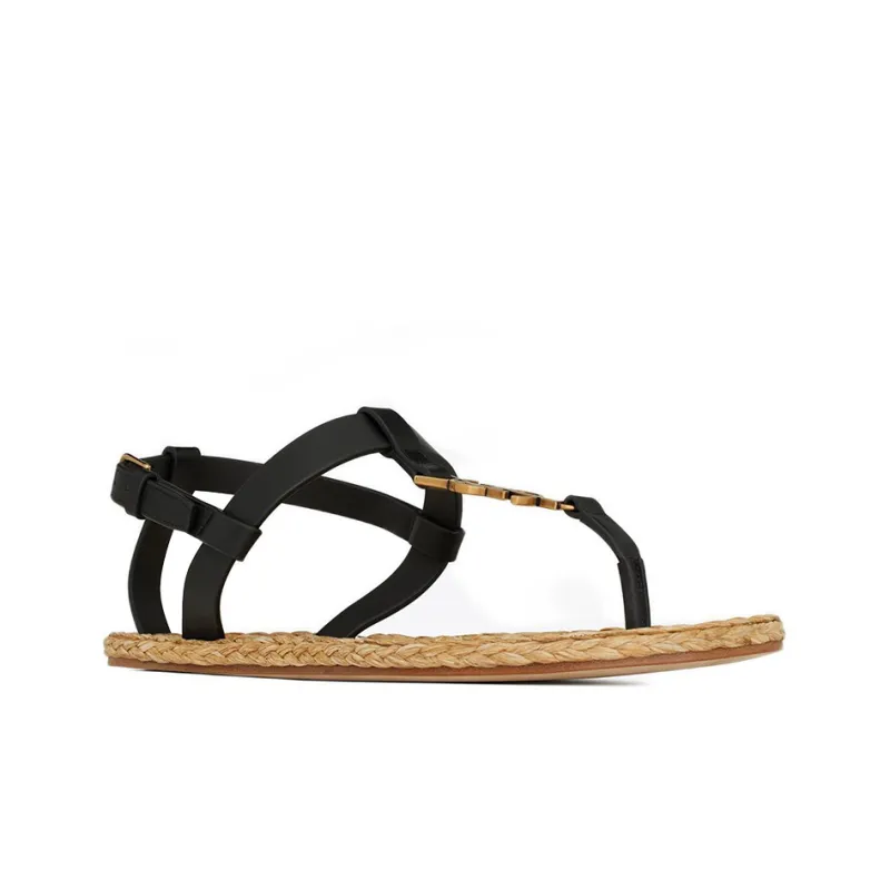 SAINT LAURENT Cassandra Sandals Black Leather Women's-1
