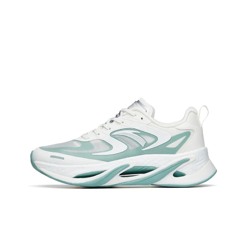 Anta Cushioned Slip Resistant Abrasion Resistant Low Top Running Shoes Men's White Green-0