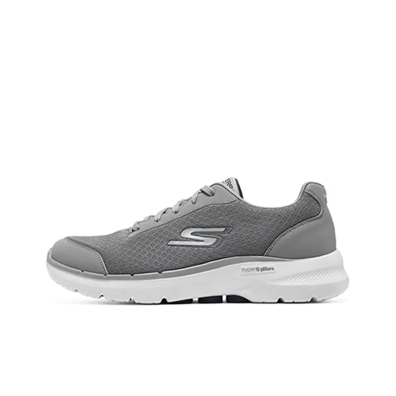 Skechers Go Walk 6 Cushioning Anti Slip Wear Resistant Breathability Low Top Casual Shoes Men's Gray-0