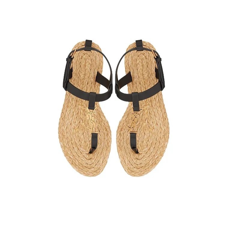SAINT LAURENT Cassandra Sandals Black Leather Women's-3