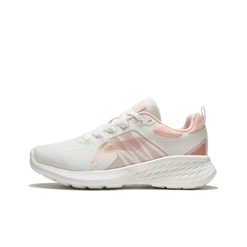 LINING EazGo Running Shoes Women's Low-Top Misty White/Peach Orange Pink