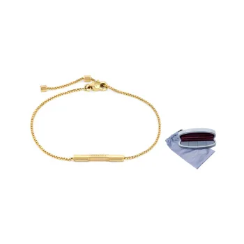 GUCCI 18kt Yellow Gold Link To Love Logo Bar Bracelet