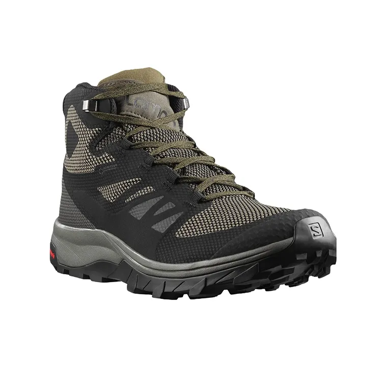 SALOMON Wear Resistant Mid Top Hiking Trekking Shoes Men's Black Green-2