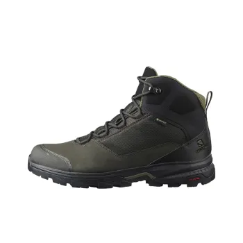 SALOMON X Ultra 4 Wear-Resistant High-Top Trekking Shoes Men's Black Green