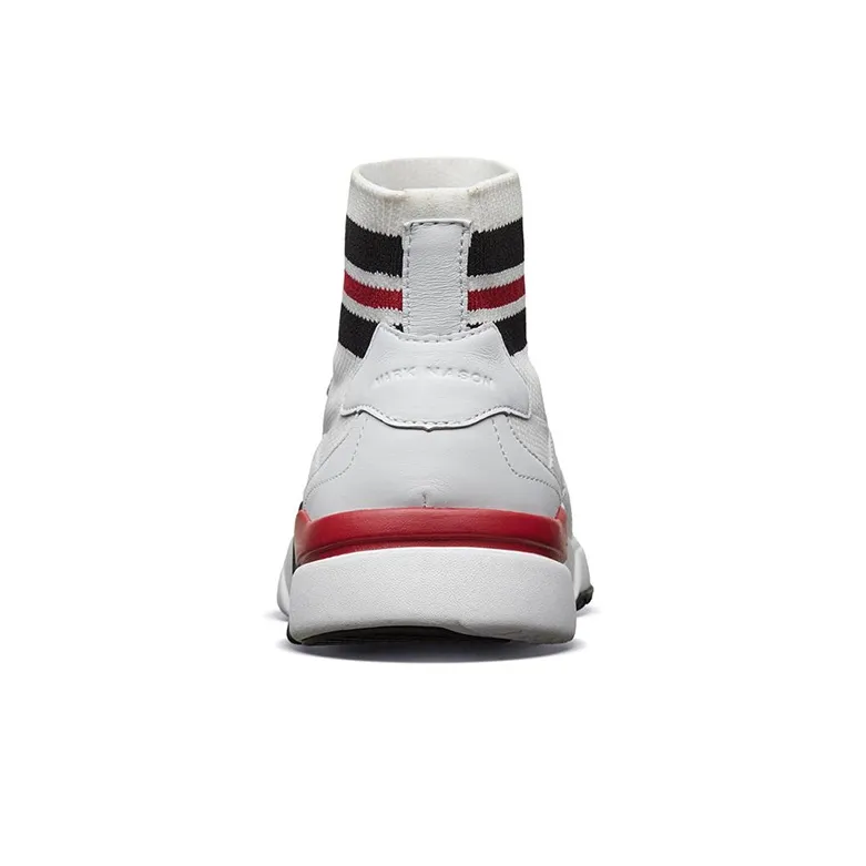 Skechers Block Cushioning Anti Slip And Wear Resistant High Top Casual Shoes Men's White Red-3
