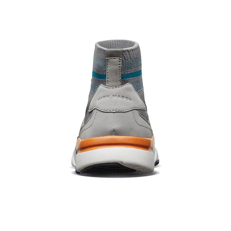 Skechers Block Cushioning Anti Slip And Wear Resistant High Top Casual Shoes Men's Gray White-3