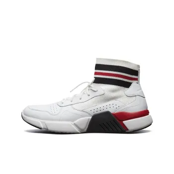 Skechers Block Cushioning Anti Slip And Wear Resistant High Top Casual Shoes Men's White Red