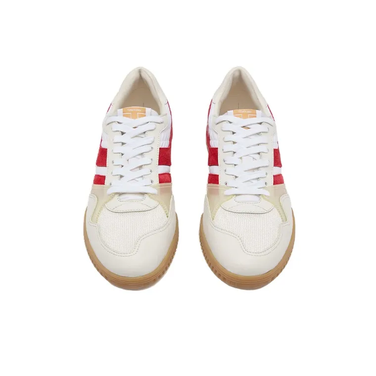 TOM FORD Cushioned Slip-Resistant Abrasion-Resistant Low-Top Casual Shoes Men's White Red-2