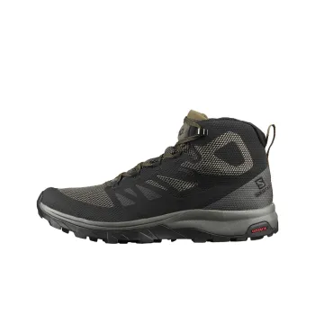SALOMON Wear Resistant Mid Top Hiking Trekking Shoes Men's Black Green