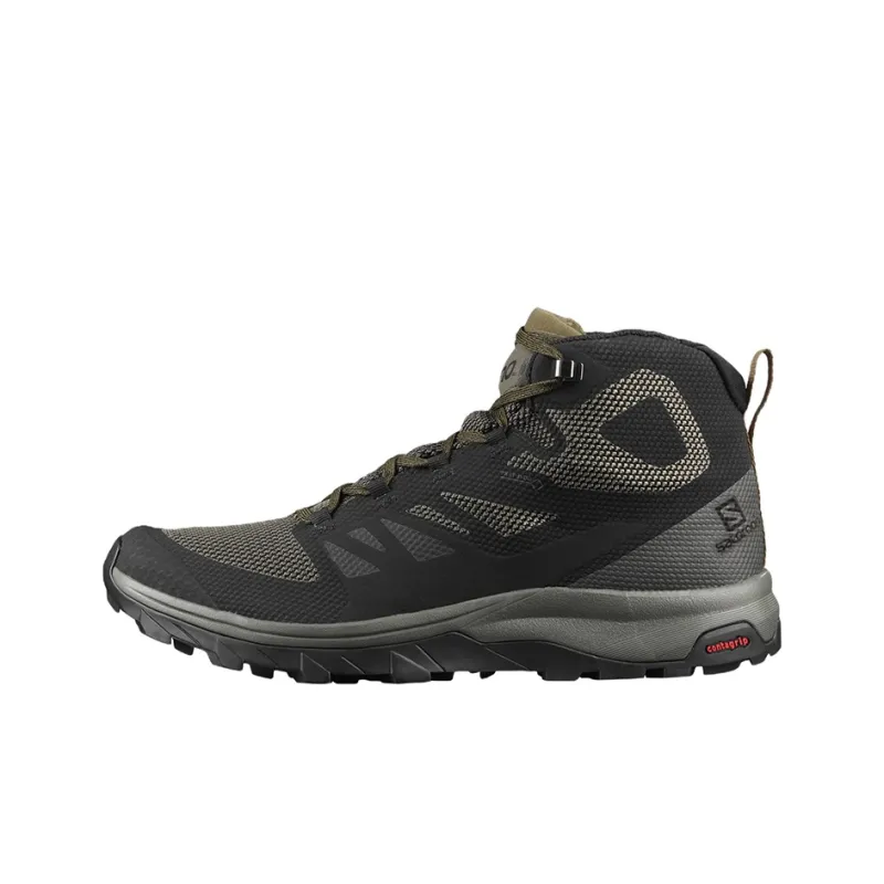 SALOMON Wear Resistant Mid Top Hiking Trekking Shoes Men's Black Green-0