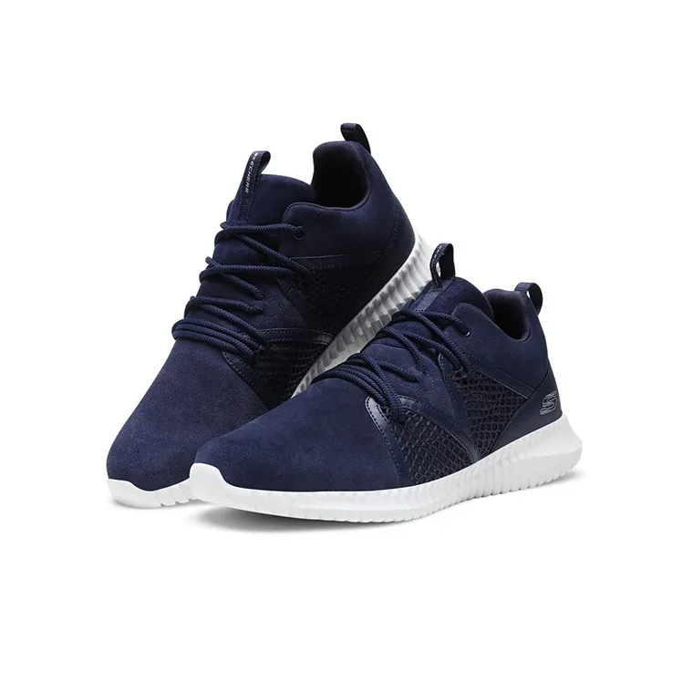 Skechers Elite Fle Cushioning Anti-Slip And Wear-Resistant Low-Top Casual Shoes Men's Navy-2
