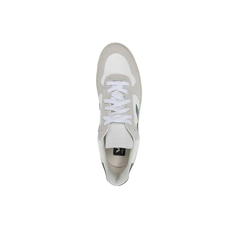 VEJA V 10 B Mesh Lace Up Sneakers 'White Beige Green'-4
