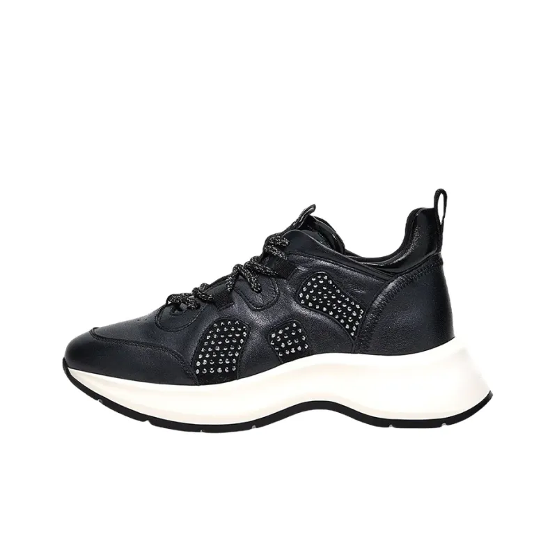 HOGAN H585 Shock Absorbers Slip Resistant, Abrasion Resistant, Lightweight Low Top Casual Shoes Women's Black-0