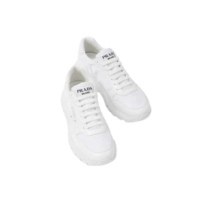 PRADA Prax 01 Sneakers Re Nylon Brushed Leather White White-3