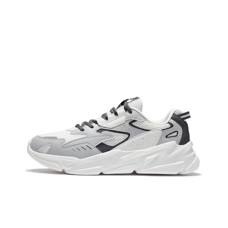 LiNing Cushioning Anti-Slip And Wear-Resistant Low-Top Casual Shoes Men's Gray White-0
