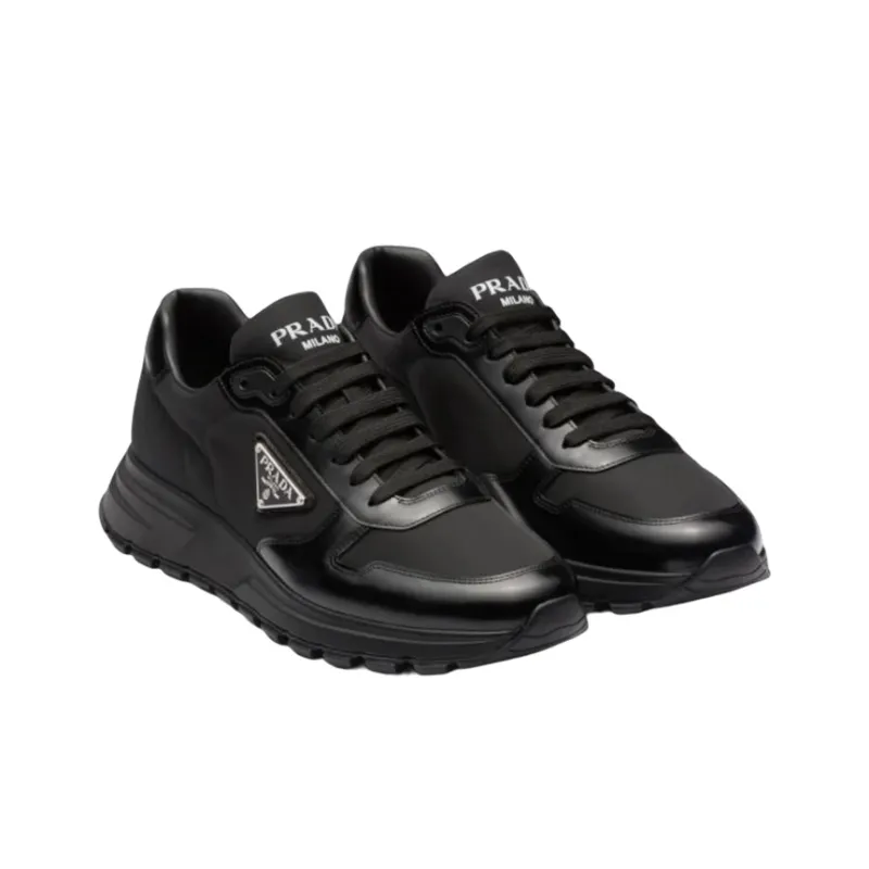 PRADA Prax 01 Sneakers Re Nylon Brushed Leather Black Black-2