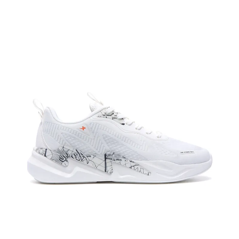 XTEP Lightning Durable Breathable Lightweight Low Top Casual Shoes Men's White Black-1