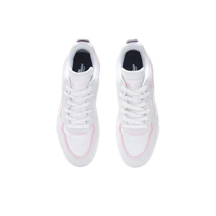 LiNing Wave V1 Cherry Blossom Limited Edition Anti Slip Wear Resistant Low Top Skateboard Shoes Women's White Pink-2