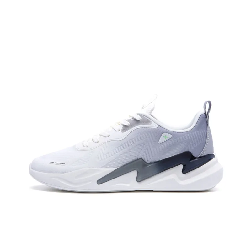 XTEP Lightning Slip Resistant, Abrasion Resistant, Lightweight Low Top Casual Shoes Men's White Ash Gray-0