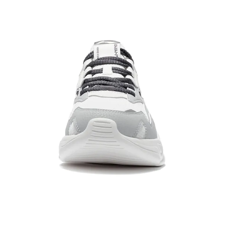 LiNing Cushioning Anti-Slip And Wear-Resistant Low-Top Casual Shoes Men's Gray White-4