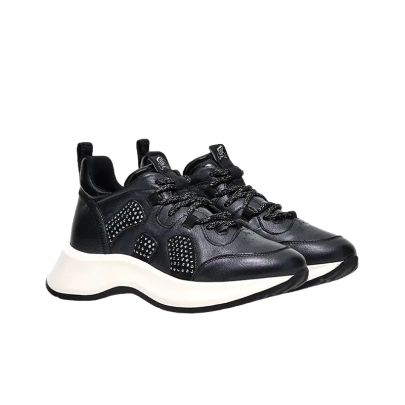 HOGAN H585 Shock Absorbers Slip Resistant, Abrasion Resistant, Lightweight Low Top Casual Shoes Women's Black-2